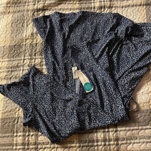 Kaileigh Navy and White Leaf Print Dress